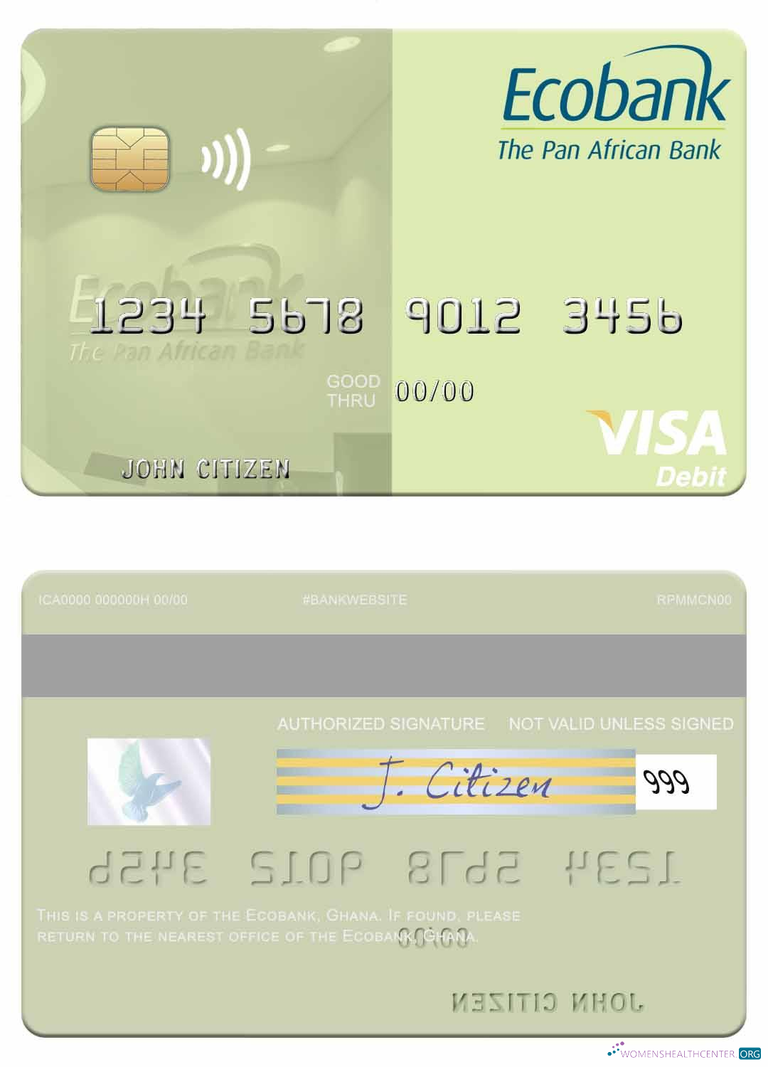 Download Ghana Ecobank Ghana visa debit card Photoshop template